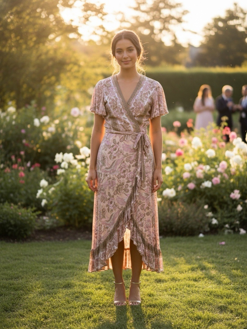 Travel Asymmetrical wrap Pink Floral Dress